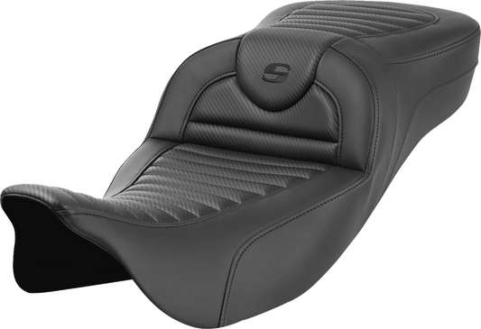 SADDLEMEN Roadsofa™ Extended Reach Seat for FL 2008-2024 – Carbon Fiber, Tuck-n-Roll, Without Backrest