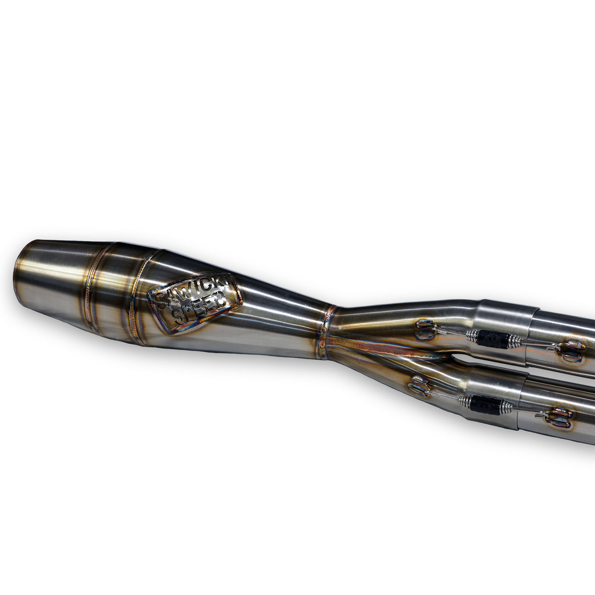 Sawicki Speed 930-02621 M8 Softail Shorty Cannon Exhaust, Brushed Stainless Steel