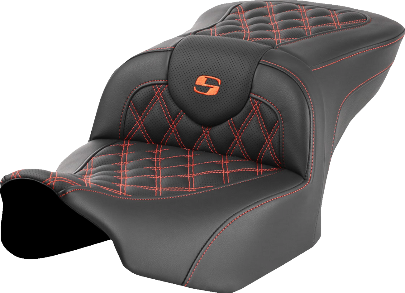 Saddlemens Roadsofa™ Seat for FLTR/FLHX 2023-2024 with Orange Lattice Stitch – Part 823-07-18203