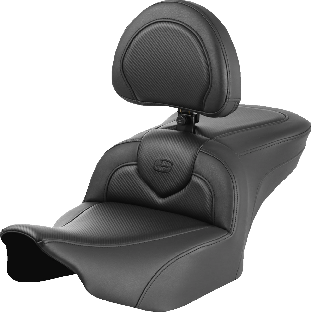 SADDLEMEN RoadSofa™ Seat with Backrest for FLTR/FLHX 2023-2024 – Carbon Fiber Finish and Superior Comfort