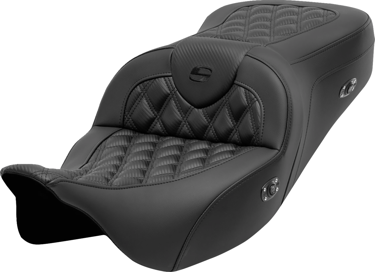 SADDLEMEN Roadsofa™ Seat without Backrest - Carbon Fiber, Lattice Stitch for FL 2008-2023, Part 808-07B-206A0
