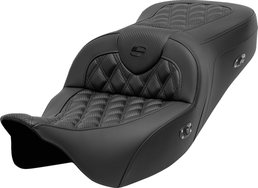 SADDLEMEN Roadsofa™ Seat without Backrest - Carbon Fiber, Lattice Stitch for FL 2008-2023, Part 808-07B-206A0