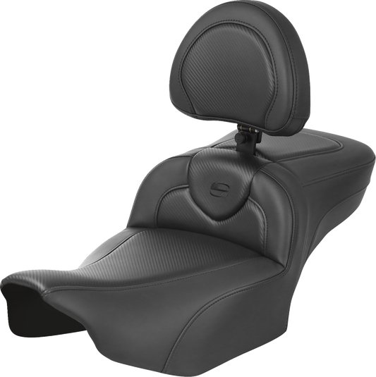 SADDLEMEN Roadsofa™ Extended Reach Seat with Backrest for FLTR/FLHX 2023-2024 - Carbon Fiber by SADDLEMEN Part 823-07-186B0