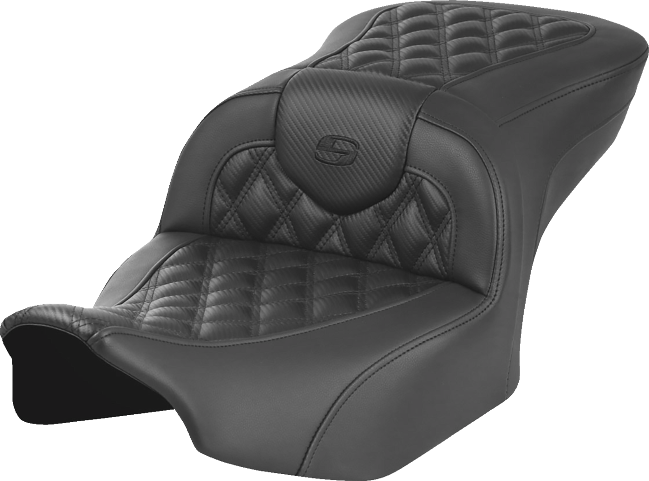 SADDLEMEN RoadSofa™ Seat for FLTR/FLHX 2023-2024 – Carbon Fiber with Lattice Stitch, Model 823-07-20600