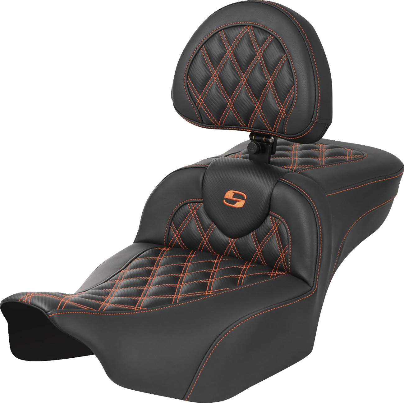 SADDLEMEN Roadsofa™ Extended Reach Seat with Backrest for FLTR/FLHX 2023-2024 - Stitch, Lattice Design, Part