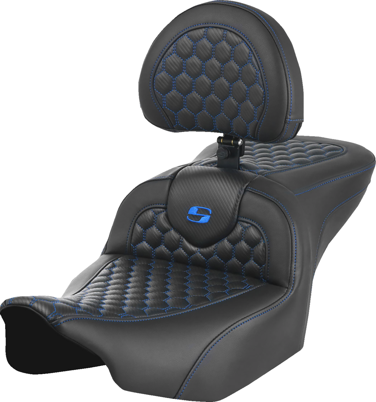 SADDLEMEN Roadsofa™ Seat with Backrest for FLTR/FLHX 2023-2024 - Honeycomb Stitch and Saddlehyde Cover