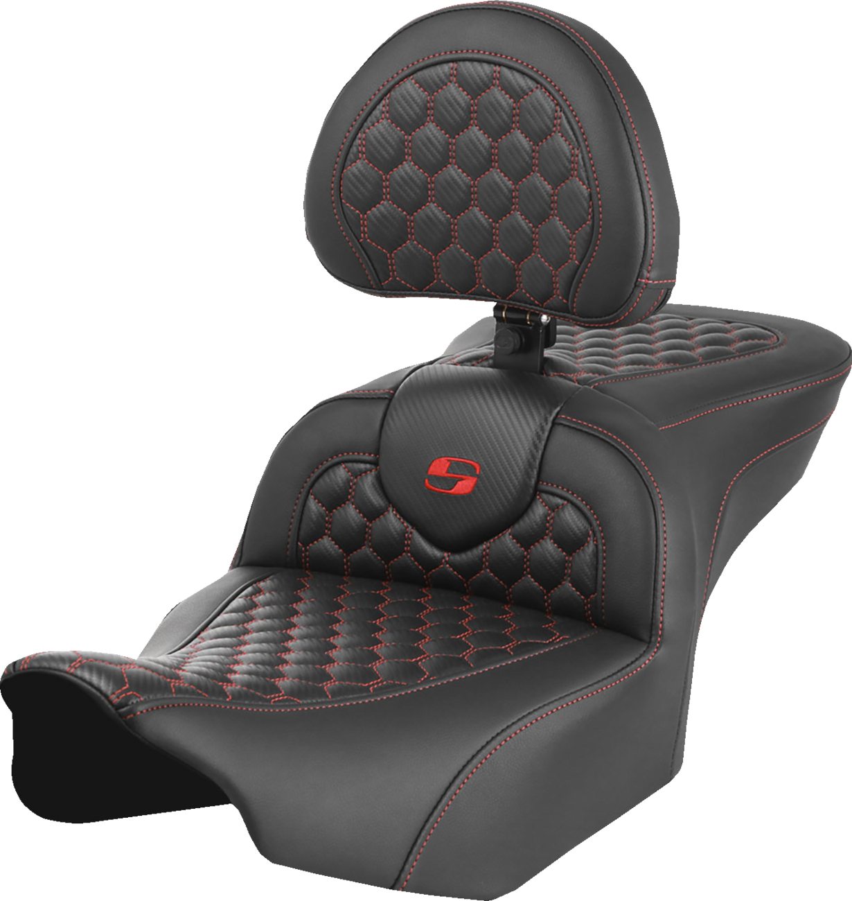 SADDLEMEN Roadsofa™ Seat with Backrest for FLTR/FLHX 2023-2024 - Honeycomb Pattern and Saddlehyde Cover