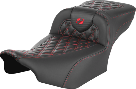 SADDLEMEN Roadsofa™ Extended Reach Seat for FLTR/FLHX 2023-2024 with Lattice Stitch and Red Stitch – Part Number 823-07-20704