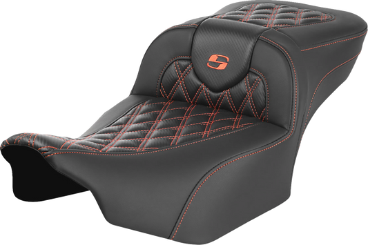 SADDLEMEN Roadsofa™ Extended Reach Seat with Lattice Stitch and Orange Stitch for FL/FX '23-'24 – Part 823-07-20703