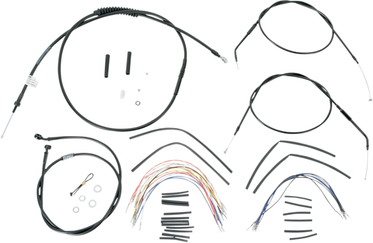 BURLY BRAND Complete Black Vinyl Handlebar Cable/Line Kit for Ape Hangers - 14" - '96-'03 Sportster B30-1000