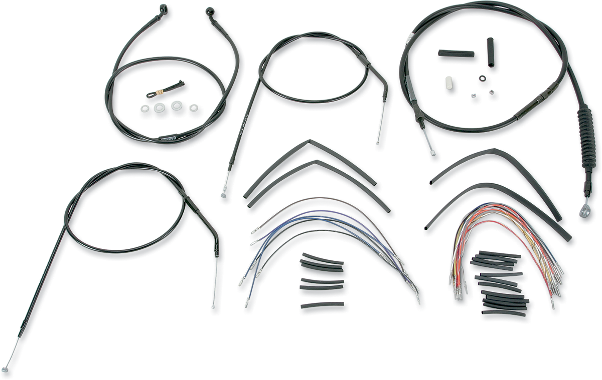 BURLY BRAND Complete Black Vinyl Handlebar Cable/Line Kit for Ape Hangers - 16" - '96-'03 Sportster B30-1001