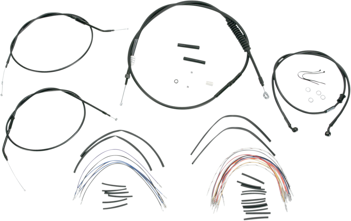 BURLY BRAND Complete Black Vinyl Handlebar Cable/Line Kit for Ape Hangers - 12" - '04-'06 Sportster B30-1007
