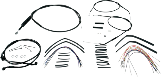 BURLY BRAND Complete Black Vinyl Handlebar Cable/Line Kit for Ape Hangers - 14" - '04-'06 Sportster B30-1002