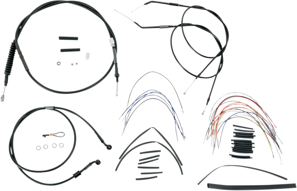 BURLY BRAND Complete Black Vinyl Handlebar Cable/Line Kit for Ape Hangers - 16" - '07-'13 Sportster B30-1005