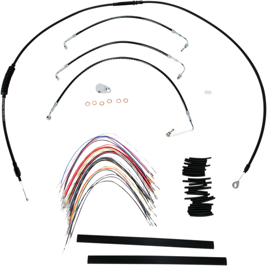 BURLY BRAND Complete Black Vinyl Handlebar Cable/Line Kit for Ape Hangers - 13" - '08-'13 FLH B30-1032
