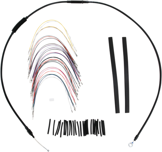 BURLY BRAND Complete Black Vinyl Handlebar Cable/Line Kit for Ape Hangers - 13" - ABS - '08-'13 FLH B30-1048