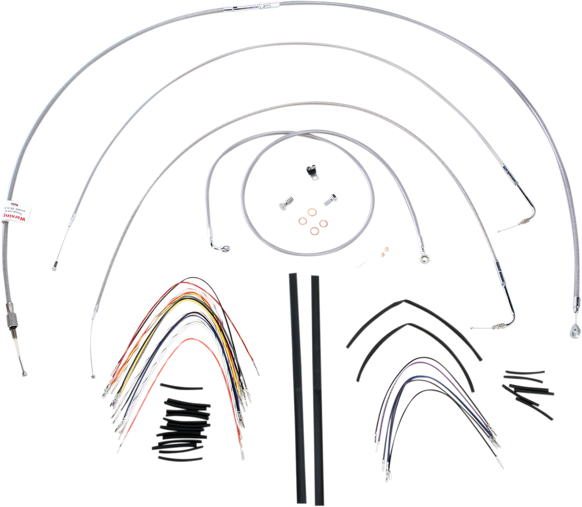 BURLY BRAND Complete Stainless Braided Handlebar Cable/Brake Line Kit - 18" Ape Hangers - '07-'10 FXST B30-1060