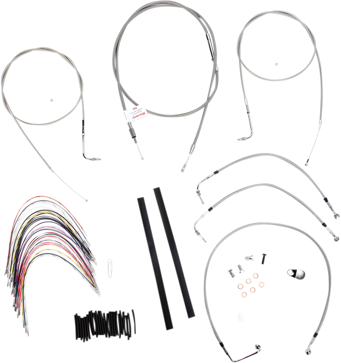 BURLY BRAND Complete Stainless Braided Handlebar Cable/Brake Line Kit - Ape Hangers - '97-'01 Touring