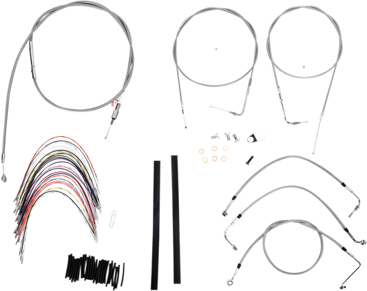 BURLY BRAND Complete Stainless Braided Handlebar Cable/Brake Line Kit - 18" Ape Hangers - '00-'06 Touring B30-1081