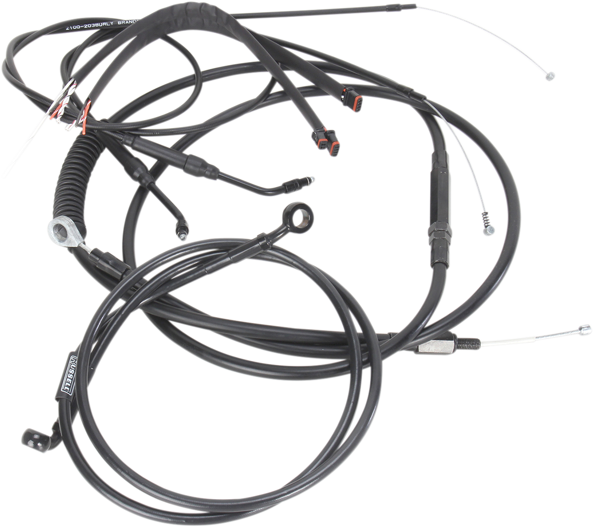 BURLY BRAND Complete Black Vinyl Handlebar Cable/Line Kit for Ape Hangers - 16" - '12-'17 Dyna B30-1069
