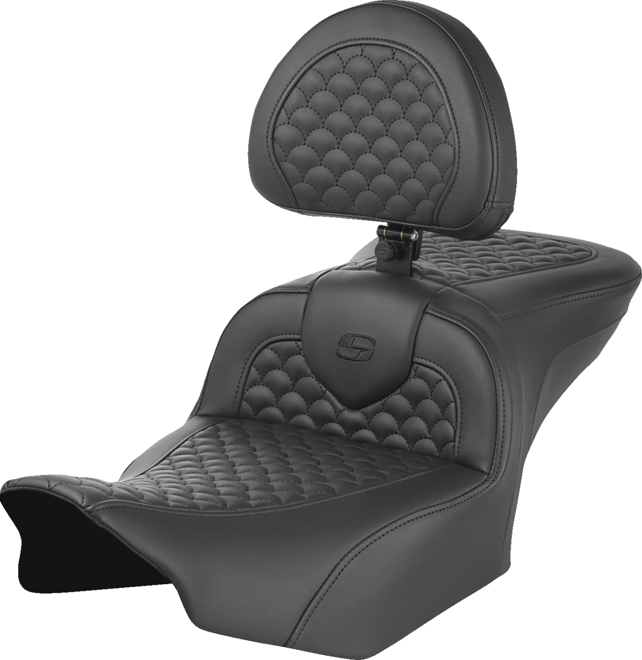 SADDLEMEN Roadsofa™ Seat with Backrest - Dragon Scale Stitch for FLTR/FLHX '23-'25 | Part #823-07-208B0