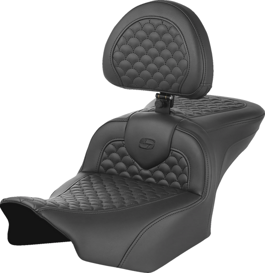 SADDLEMEN Roadsofa™ Seat with Backrest - Dragon Scale Stitch for FLTR/FLHX '23-'25 | Part #823-07-208B0