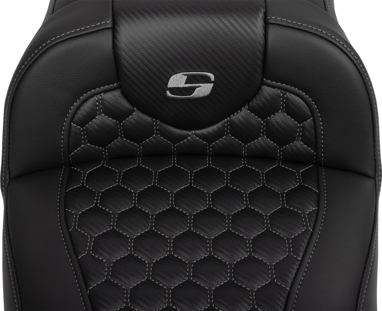 SADDLEMEN Roadsofa™ Extended Reach Seat with Backrest for FLTR/FLHX 2023-2024 - Honeycomb Dark Gray Stitch Part 823-07-190B2