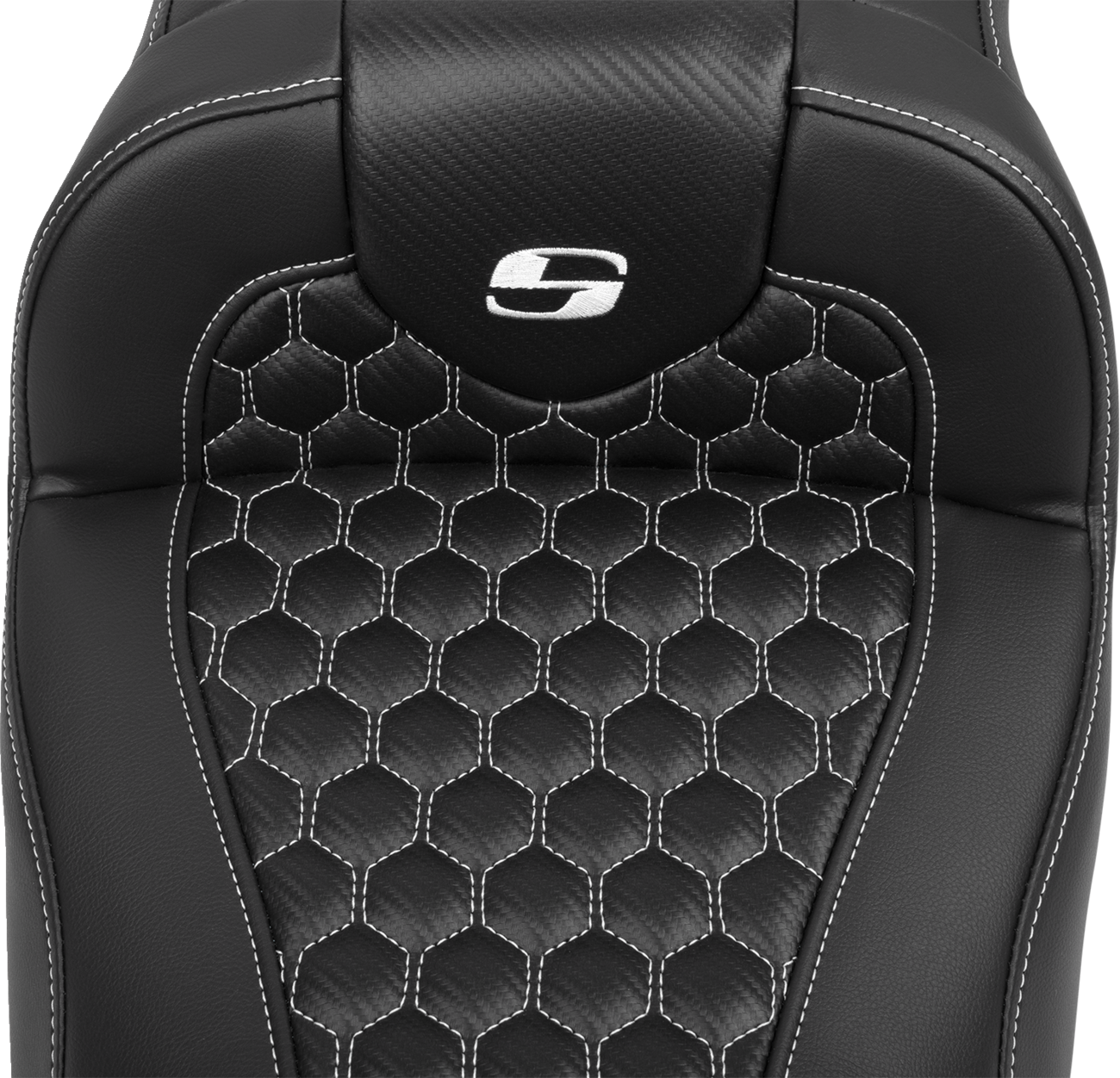 SADDLEMEN Roadsofa™ Extended Reach Seat with Backrest for FLTR/FLHX 2023-2024 - Honeycomb White Stitch