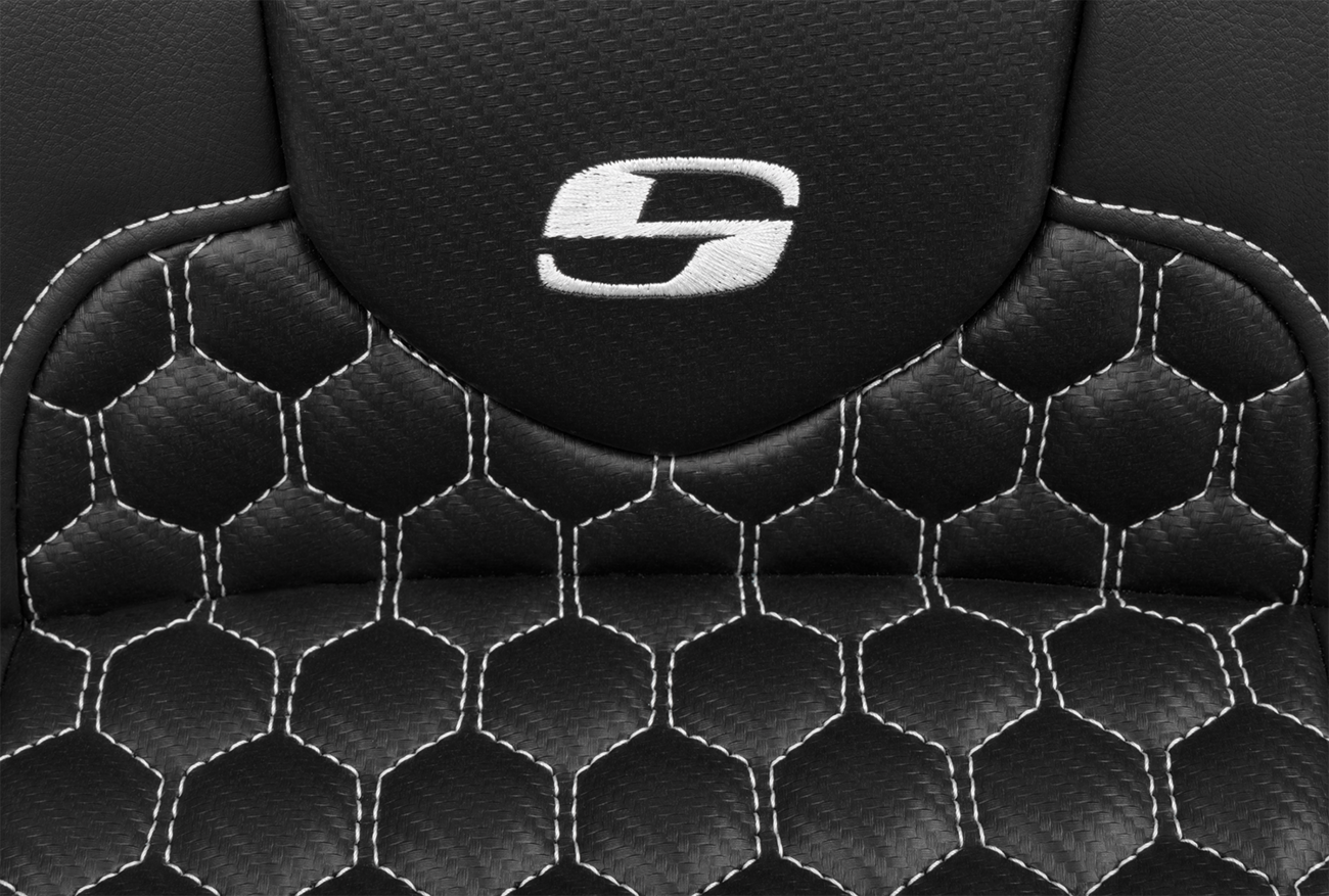 SADDLEMEN Roadsofa™ Extended Reach Seat with Backrest for FLTR/FLHX 2023-2024 - Honeycomb White Stitch