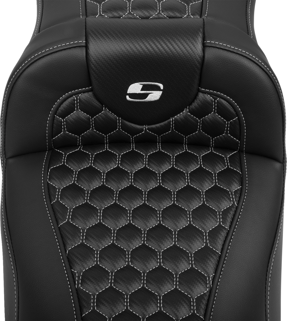 SADDLEMEN Roadsofa™ Extended Reach Seat with Backrest for FLTR/FLHX 2023-2024 - Honeycomb Silver Stitch