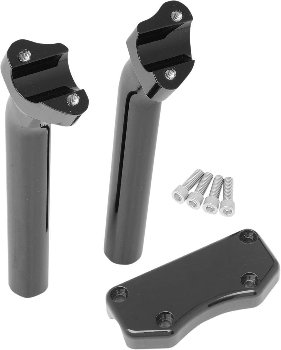 DRAG SPECIALTIES Handlebar Riser & Top Clamp Kit - 9-1/2" - Buffalo - Black 0602-0595