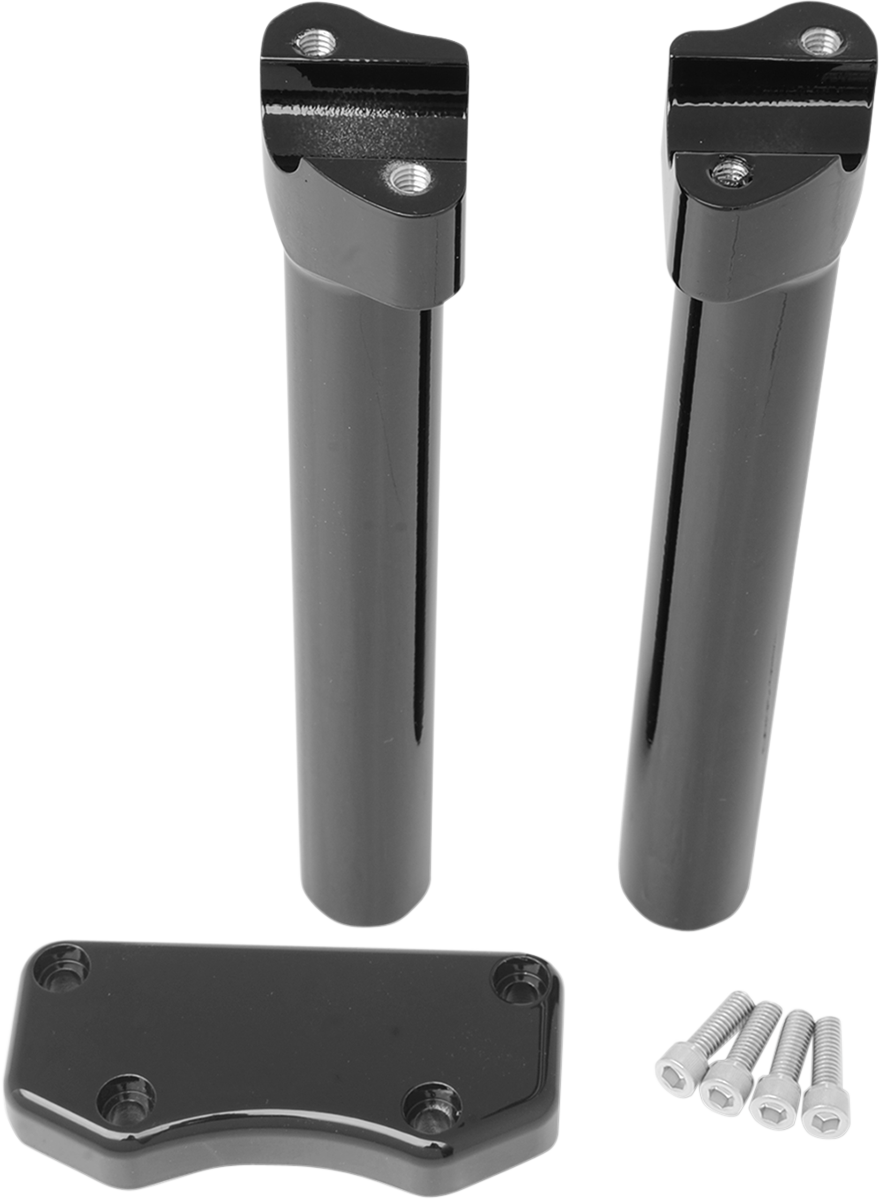DRAG SPECIALTIES Handlebar Riser & Top Clamp Kit - 10" - Buffalo - Black 0602-0597