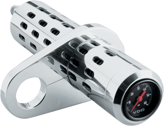 PRO-ONE PERF.MFG. Oil Cooler Kit with Temperature Gauge - Chrome - 1 Inch to 1-1/4 Inch - Part 201110