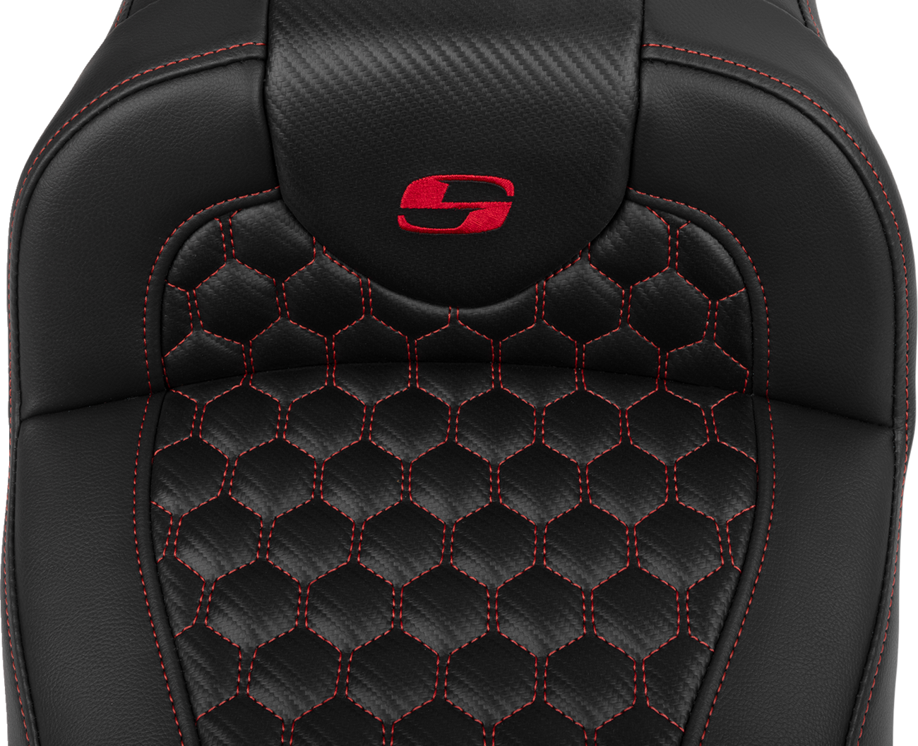 SADDLEMEN Roadsofa™ Extended Reach Seat with Backrest for FLTR/FLHX 2023-2024 - Honeycomb Red Stitch