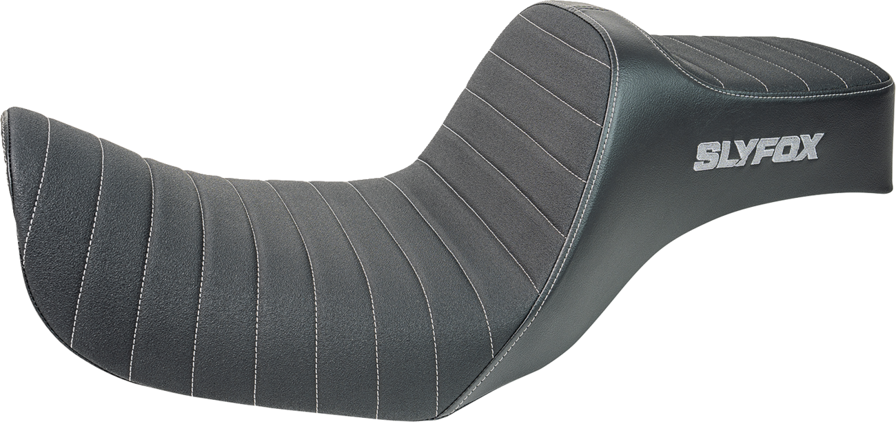 SLYFOX High Noon Seat - Vinyl with Classic Stitch and Gray Logo for Dyna '12-'16 (Part #4694B-slyfox)