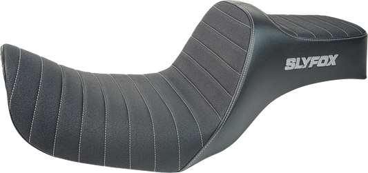 SLYFOX High Noon Seat - Vinyl with Classic Stitch and Gray Logo for Dyna '12-'16 (Part #4694B-slyfox)