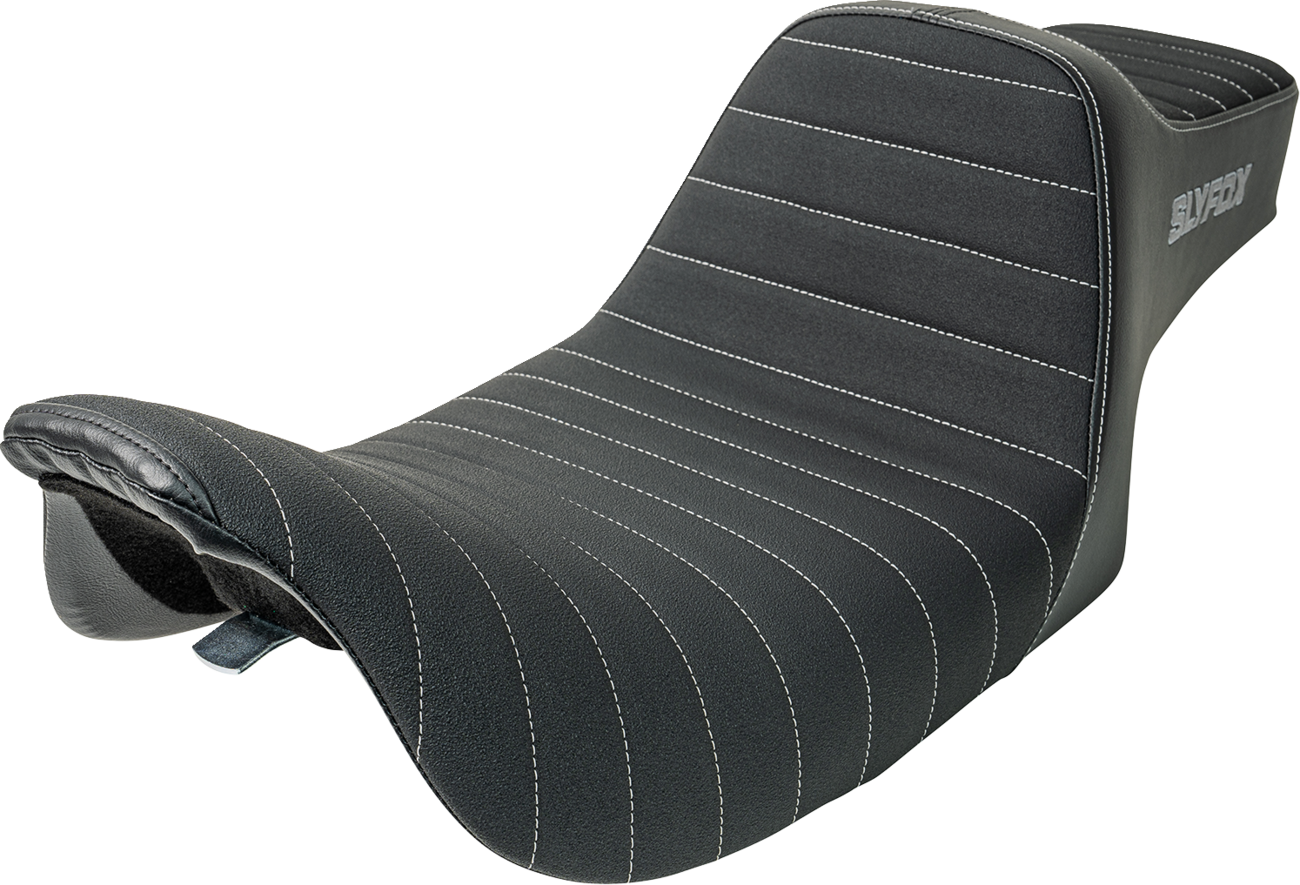 SLYFOX High Noon Seat for Ford Lightning 1997-2007 – Vinyl with Classic Stitch and Gray Logo, Part 4702B-SlyFox