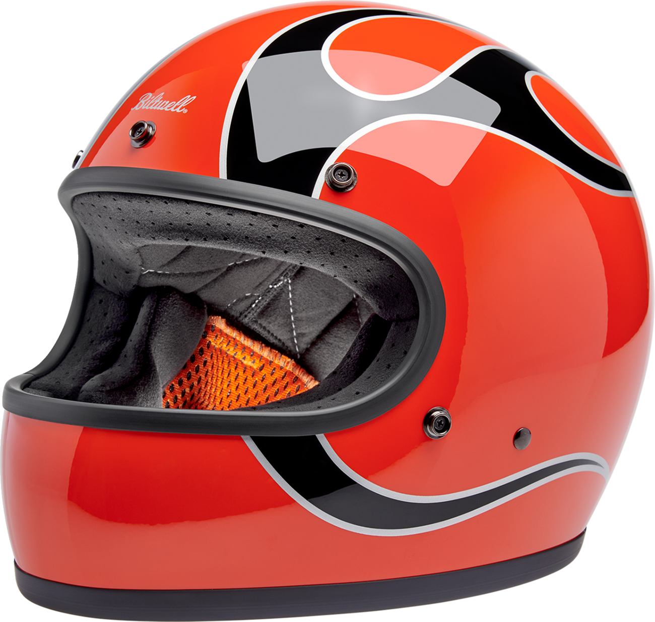 BILTWELL Gringo Helmet - Flames - Competition Orange - XL 1002-593-505