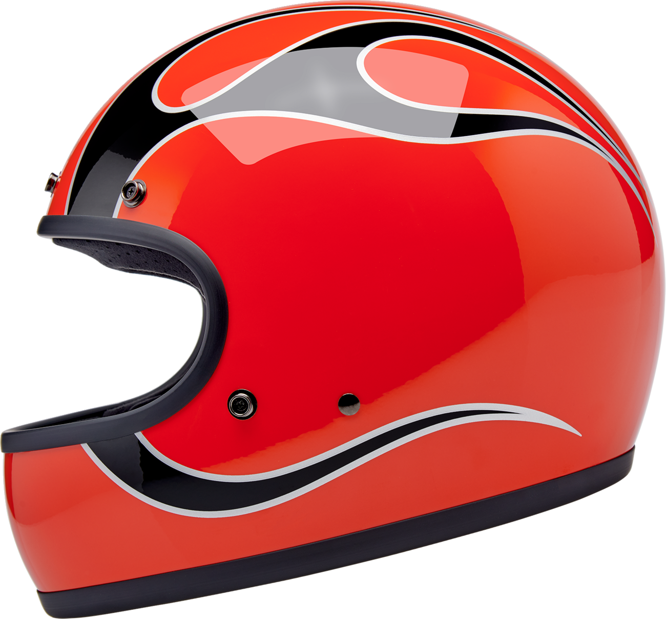 BILTWELL Gringo Helmet - Flames - Competition Orange - XL 1002-593-505