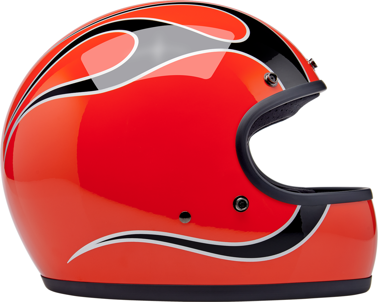 BILTWELL Gringo Helmet - Flames - Competition Orange - XL 1002-593-505