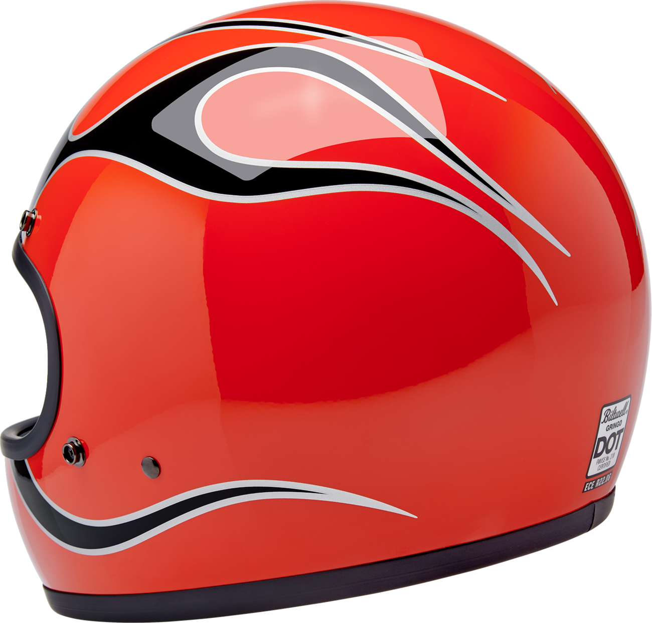 BILTWELL Gringo Helmet - Flames - Competition Orange - XL 1002-593-505