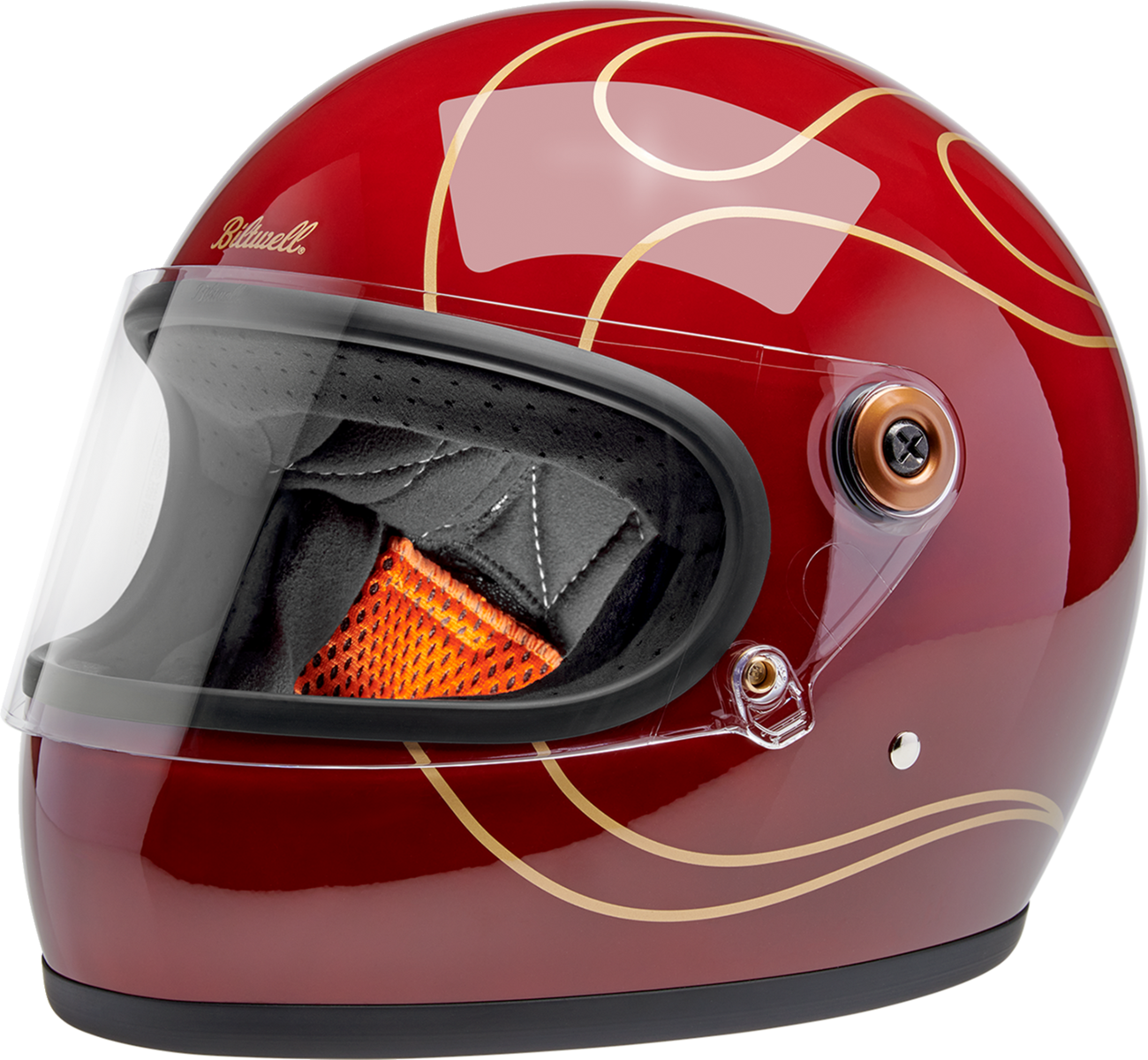 BILTWELL Gringo S Helmet - Flames - Gloss Garnet Red - Small 1003-594-502