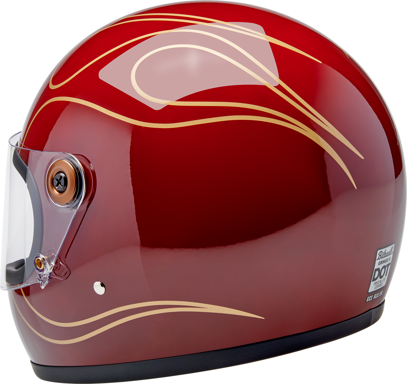BILTWELL Gringo S Helmet - Flames - Gloss Garnet Red - Small 1003-594-502