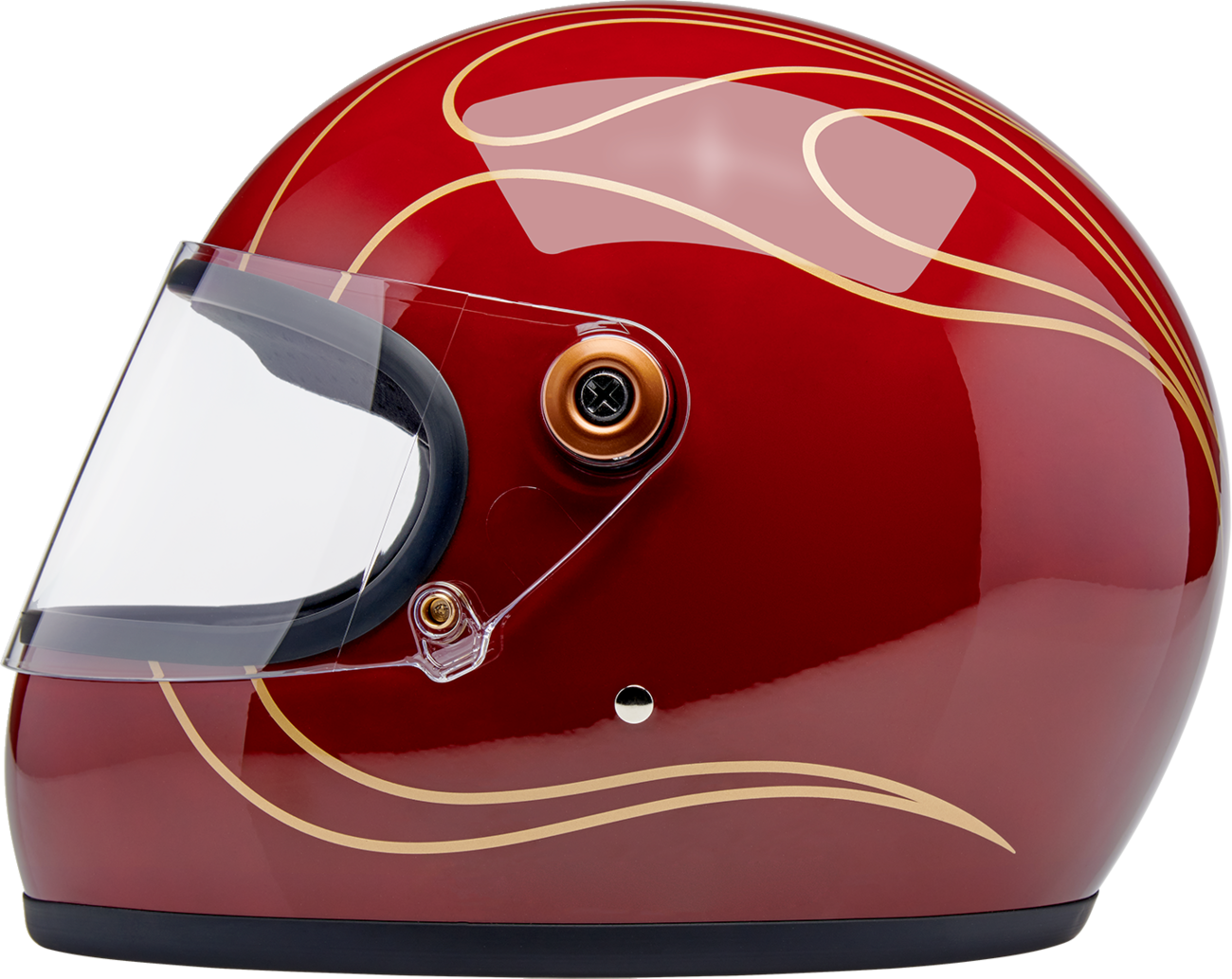 BILTWELL Gringo S Helmet - Flames - Gloss Garnet Red - Small 1003-594-502