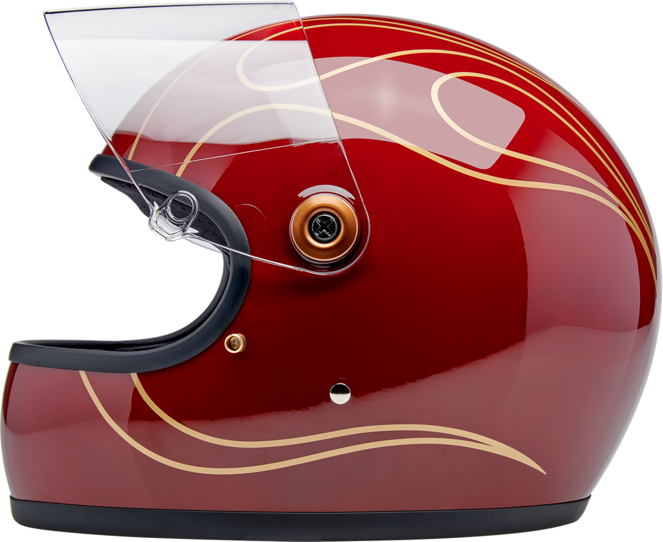 BILTWELL Gringo S Helmet - Flames - Gloss Garnet Red - Small 1003-594-502