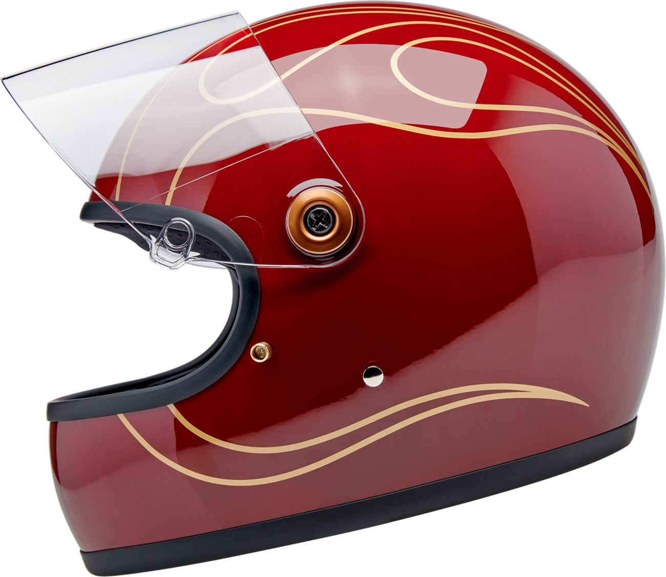 BILTWELL Gringo S Helmet - Flames - Gloss Garnet Red - Small 1003-594-502