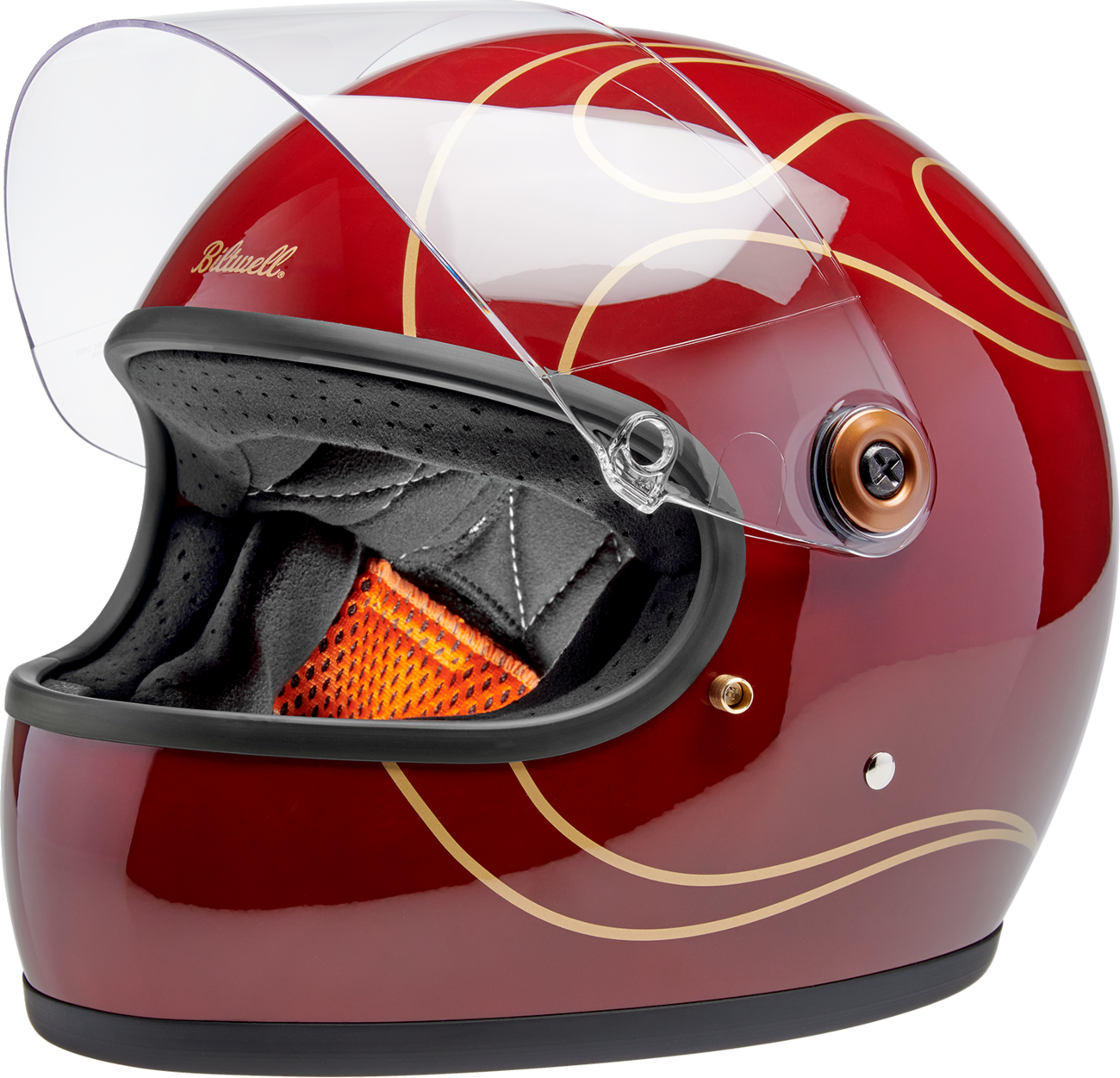BILTWELL Gringo S Helmet - Flames - Gloss Garnet Red - Small 1003-594-502