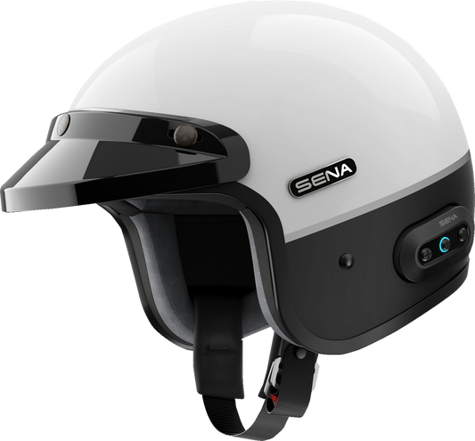 SENA Surge Mesh Helmet - Gloss White Medium with Communication Technology and Safety Features