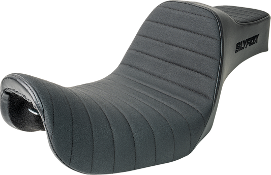 SLYFOX Highnoon Seat for FXD '96-'03 by SLYFOX - Vinyl Black Logo with Classic Stitch