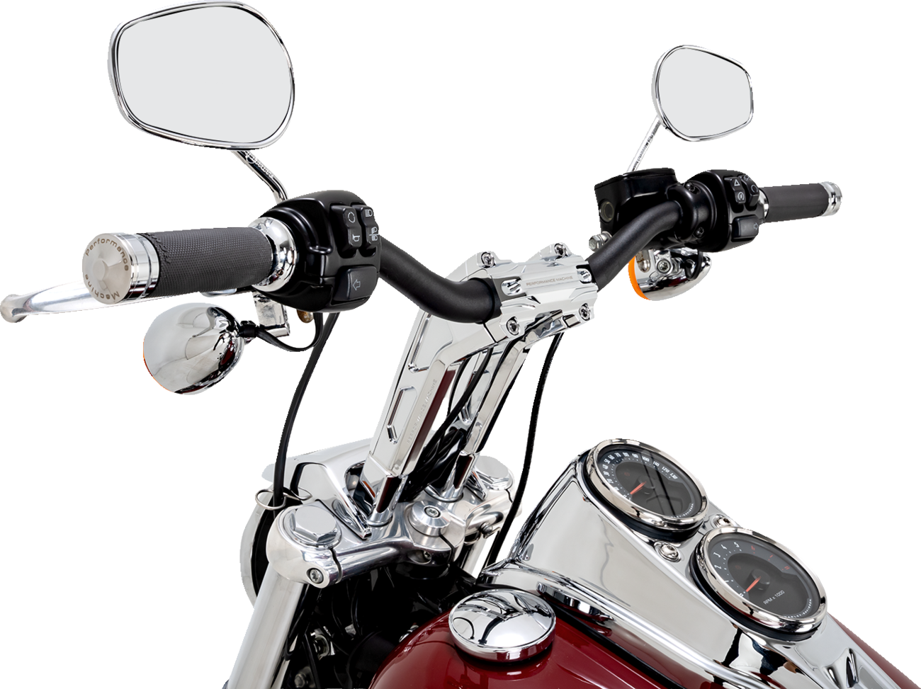 PERFORMANCE MACHINE (PM) Phatbar & Riser Kit - Internal Wiring - 9" - Chrome 0208-2195M-CH